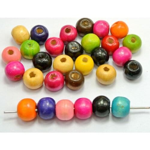 200 Mixed Color 10mm (3/8") Round Wood Beads~Wooden Beads