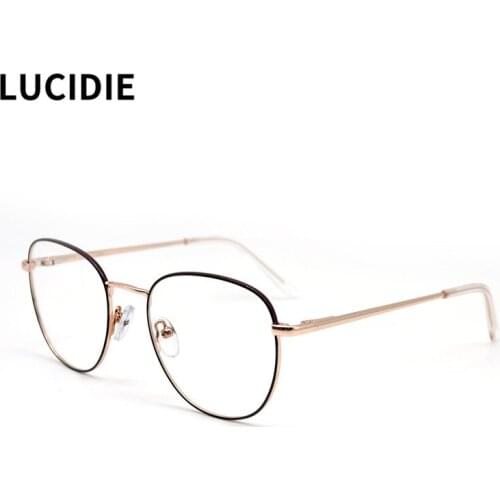 LUCIDIE 2021 Women Vintage Clear Lens Glasses Frame Round Myopia Optical Women Men Oversized Eyewear Fashion Female Eyeglasses