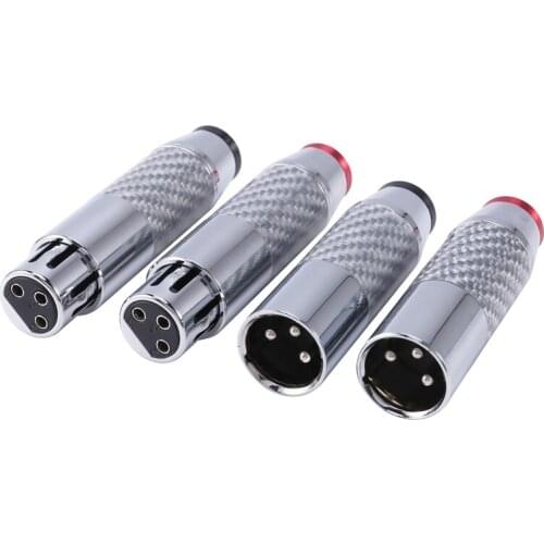 4Pcs XLR Male Female Connector 3 Pin Carbon Fiber XLR Microphone Audio Connector Plug