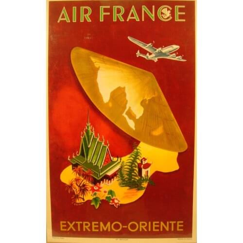 400X300MM Air-France-Extremo-Oriente-G-Dumas-1950 jumbo fridge magnet SFM-084