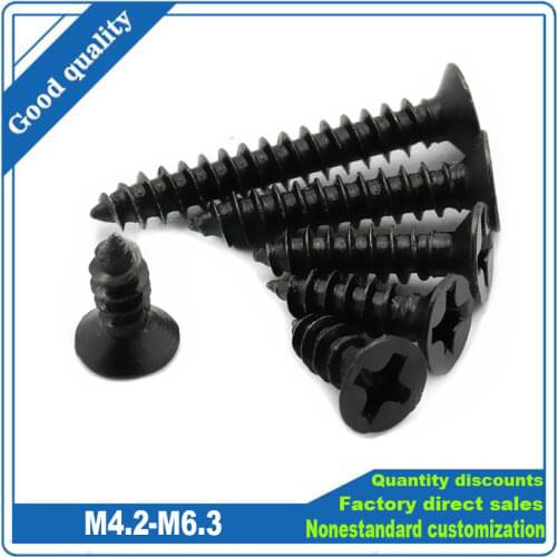 5/50pcs M4.2 M4.8 M5.5 M6.3 Mini Small Black 304 A2 Stainless Steel Cross Phillips Flat Countersunk Head Self Tapping Wood Screw