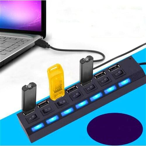 Accessories Hub for PC USB Hub 3.0 USB Splitter Multi USB 3.0 Hub Multiple 7 Port Hab Splitters with Power Adapter Computer