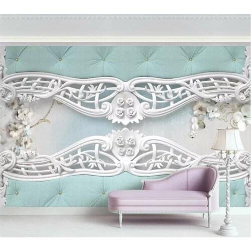 Beibehang Custom wallpaper 3d mural luxury style white embossed fabric soft bag floral background wall papers home decor murals