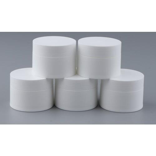 5 Count White Low Profile Jars Plastic Empty Cosmetic Containers Screw Caps for Powder, Body Cream, Lotion, Sugar Scrubs