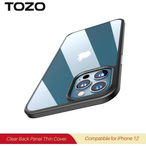 TOZO Compatible for iPhone 12 Pro Max Case 6.7 inch Hybrid PC+TPU Soft Grip Matte Finish Clear Back Panel Thin Cover with Black