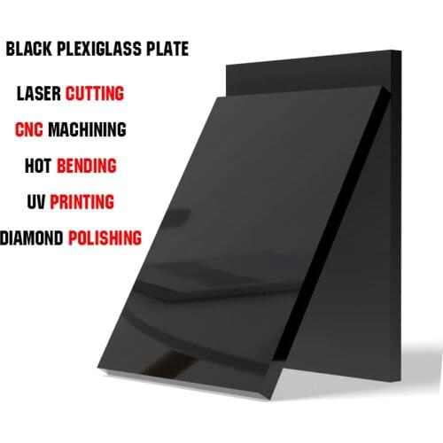 Black Acrylic Sheet Custom Plexiglass Sheet Mirror Black Plastic Sheet Transparent Diffuser Processing 2 3 5 10mm