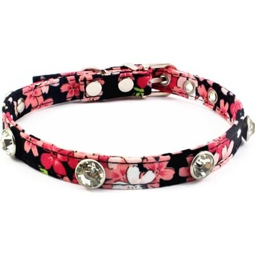 Floral Rhinestones Dog Collar Fashion Retro Collar For Small Dogs Puppies Pup Mini Teddy Samoyed Yorkie Pet Accessories