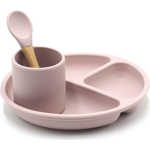 Baby Tableware Feeding Plates Bowl Set Waterproof Silicone Divided Plate Set Of Dishes Baby Stuff with spo