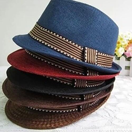 Kids Hat Gentleman Children Jazz Cap Spring Summer Wide Brim Boys Sun Beach Hats