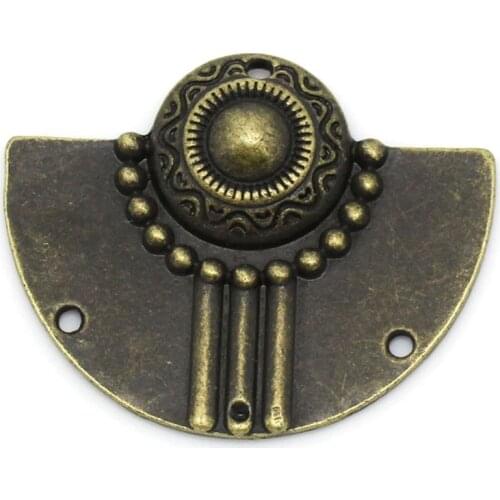Doreen Box Lovely Connectors Findings Antique Bronze 3 Holes Pattern Carved 3.7x3cm,10PCs (B25653)