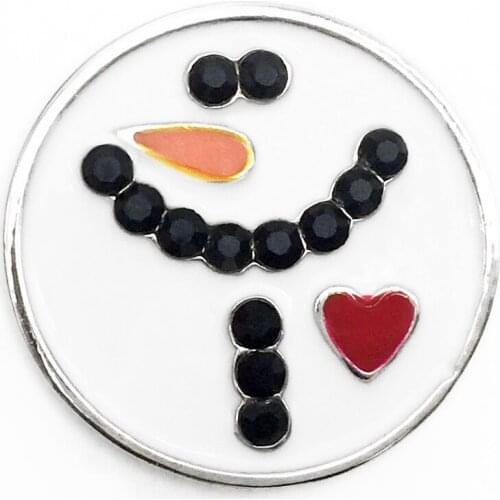 MN5077 Enamel christmas snowman Metal Snowman Snap button For Snap Jewelry (fit 18mm 20mm snaps)