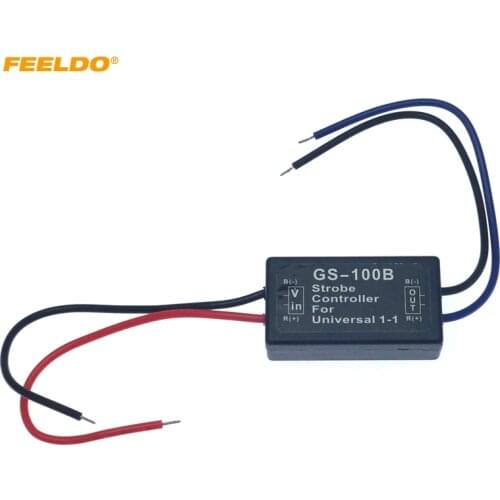 FEELDO 12V 6A Universal Flash Strobe Controller 1-IN/1-OUT Flasher Module Adapter for LED HID Halogen Light Wiring #HQ6411