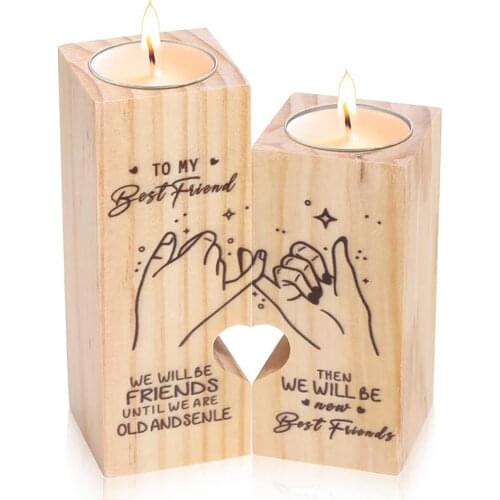 Foundtwo Decorative Wooden Candlesticks
