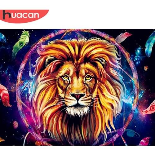 HUACAN 5D Diamond Mosaic Lion DIY Diamond Painting Animal Rhinestones Pictures Embroidery Sale Home Decoration