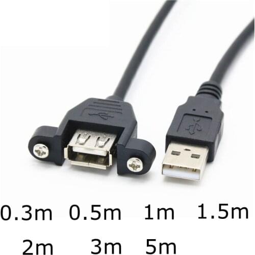 Computer Data Line USB 2.0 B Female Socket Panel Mount To USB A Male Printer Extension Cord with Ear Mount Extension Cable
