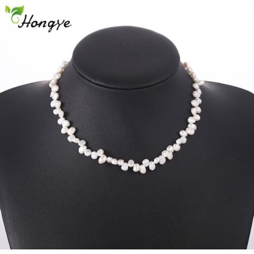 Hongye Hot Selling Fashion Irregular Natural Pearl Choker Short Simple Temperament Necklace For Woman Wedding Party Gift New