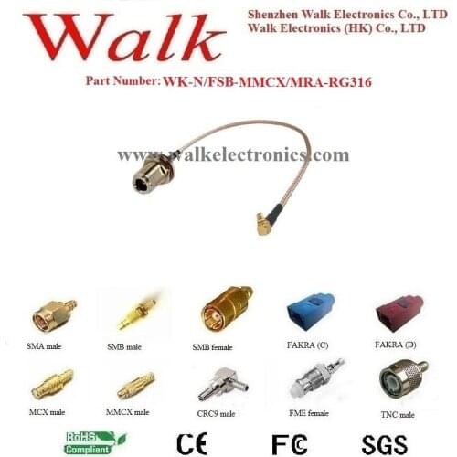 N female MMCX male angle rg316 cable, N MMCX rg316 extension cable, MMCX N connector cable