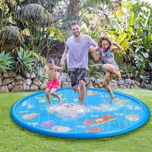 68“ Inflatable Splash Pad Sprinkler for Kids Toddlers, Baby Pool, Outdoor Water Mat - Fun Backyard Fountain Play Mat