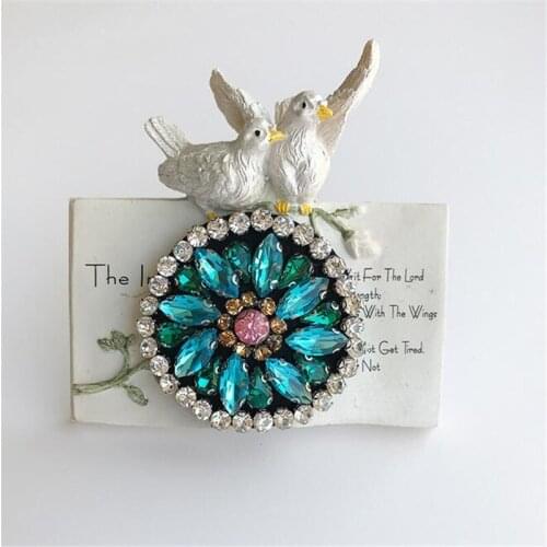 5pcs/lot Rhinestone Blue Flower Patch for Clothing Sewing on Beading Applique Socks Shoes Bags DIY Apparel Patches