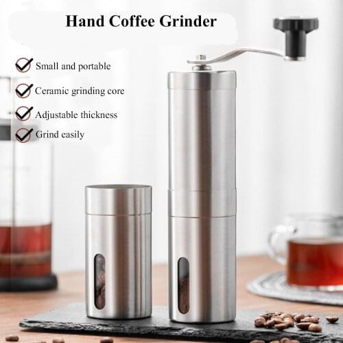 Portable 304 Stainless Steel Manual Coffee Grinder Mini Adjustable Hand Ceramic Coffee Bean Mill Kitchen Mills Tools