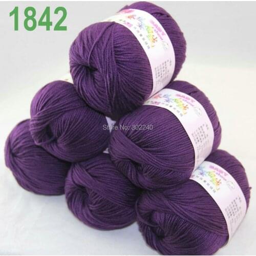 Sale Lot of 6 balls x 50g (147y) Cashmere Silk velvet Hand knitting Yarn Aubergine 1842