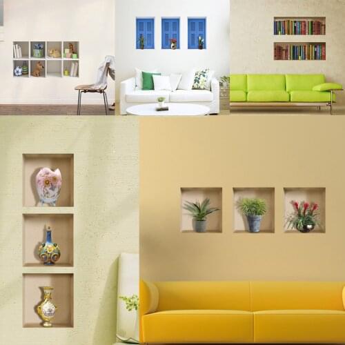 Different 3D Room Pictures Unframed Wall Stickers Wall Decals Home Living Room Decor 5Styles