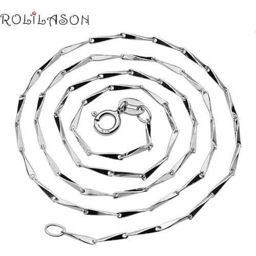 ROLILASON New Ingot Chain Necklace Wholesale Price Pure 925 Solid Sterling Silver 45 cm 2017 Fine Jewelry SN101