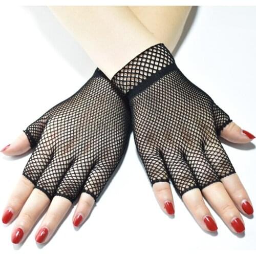 Sexy Half-finger Stretch Short Fishing Net Lace Gloves Cool Driving Gloves Theme Party Wedding Fishnet Gloves