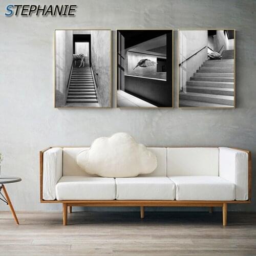 Nordic Black and White Poster Abstract Animal Canvas Painting Fashion Wall Pictures for Living Room Industrial Wall Art Decor
