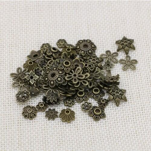 Mixed Antique Bronze Plated Flower Bead Caps for Jewelry Making Bracelet Accessories Findings DIY 150pcs/lot
