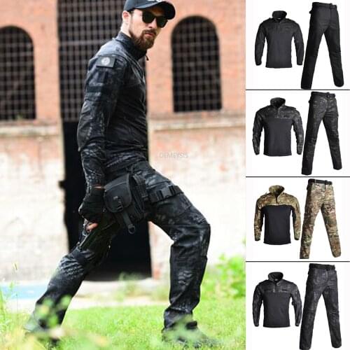 Military Airsoft Uniform Tactical Camouflage Hunting Suits Airsoft Paintball Sniper Combat Shirt + Pants Cs Game Clothes