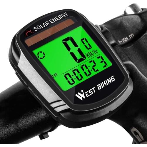 WEST BIKING Bike Computer Speedometer Odometer Multifunctional Cycling Computer Rainproof Solar Power Bicycle Wireless Computer