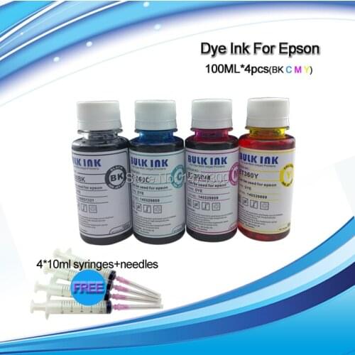 XIMO 4C Universal Refill Ink kit for Ep 4C printer, dye ink for Ep printer, 4*100ML bottled