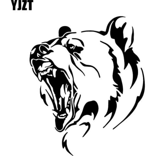 YJZT 13.6CM*16.4CM Roaring Brown Bear Pattern Bumper Decorate Car Stickers Vinyl Decal Black/Silver C4-1373