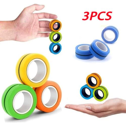 Funny Relief Magnetic Rings Fidget Toys for Anxiety Anti-Stress Roller Fingertip Toys Adult Children Finger Spinner Magic Rings