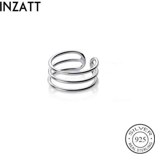 INZATT Real 925 Sterling Silver Geometric Adjustable Ring For Women Party Fine Jewelry Minimalist Accessories Cute 2020 Gift