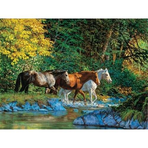 Animal Horse Flower Pre-Printed 11CT Cross Stitch Embroidery Set DMC Threads Handicraft Hobby Knitting Painting Counted Gift