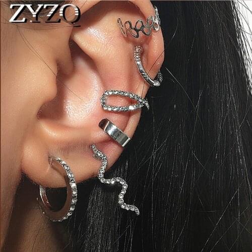 ZYZQ Vintage Hyperbole Snake Ear Clip Geometric Earrings Set for Women Girls Punk Street Prom Party Earcuff Jewelry