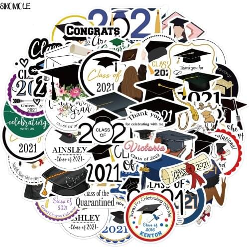 50PCS University Graduate Graduation Season Academic Cap Stickers For Skateboard Case Notebook Childrens Toys Decal Sticker F5