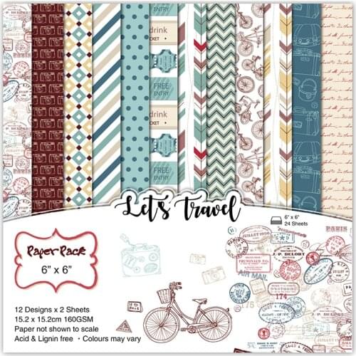 12 Sheets Lets Travel Scrapbooking Pads Paper Origami Art Background Paper Card Making DIY Scrapbook Paper Craft