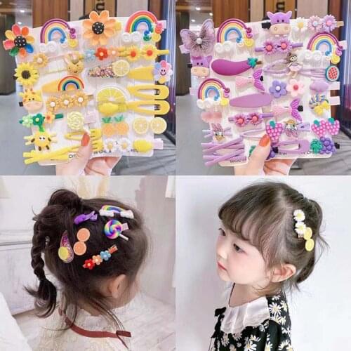 14Pcs Children Hairpins Sweet Style Baby Animal/Flower Decoration Bangs Clip Set Baby Girl Hair Clip Cute Hair Accessories