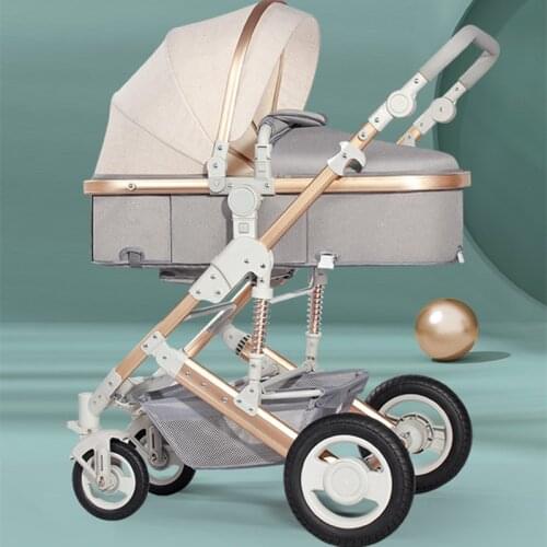 2021 Lightweight Luxury Baby Stroller 3 in 1 Portable High Landscape Reversible Stroller Hot Mom Pink Stroller Travel Pram