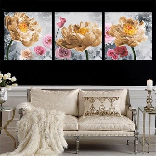3Pcs 5D Round Square Diamond Embroidery Peony Rose Landscape Full Diamond Painting Sets Mosaic Pictures Rhinestones IconZP-4298