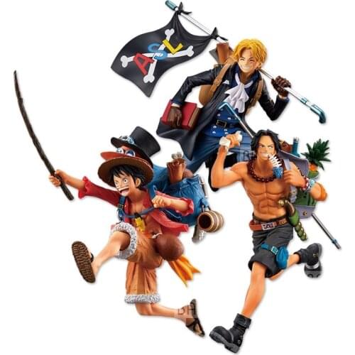 3pcs/set One Pieced Figure Ace Sabo Luffy Running With Travel Backbag Figure Model For Boyfriend Christmas Gift
