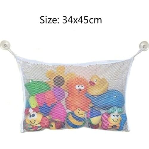 34*45cm Infant Bathing Hanging Organizer Children Bathroom Mesh Bag Tidy Bag with Net Baby Bath Toy Storage Suction Cup Bag toys