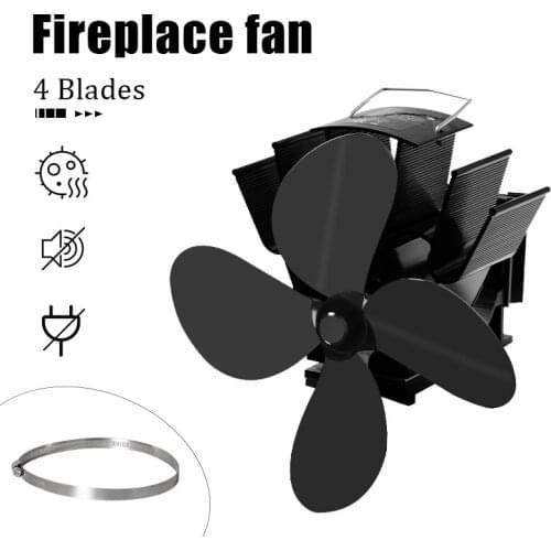 4 Blade Fireplace Fan Super Quiet Bladeless Powered Stove Wood Burner Home Efficient Distribution Natural Gas Fireplace Insert