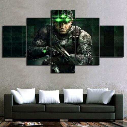 5 Piece Tom Clancys Splinter Cell Sam Fisher Game Poster Wall Picture for Living Room Wall Decor