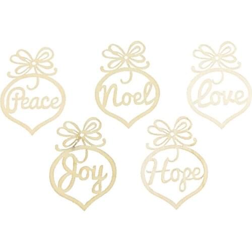 6pcs Christmas Wooden Pendant Hollow Out Letter Engraving Ornament Xmas Tree Hanging Pendant DIY Crafts Christmas Decor WWO66