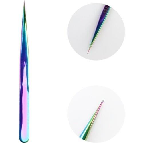 Rainbow Color MCS Anti-static Stainless Steel Curved Straight Tip Electronics Industrial Tweezers Professional For Lash Tools