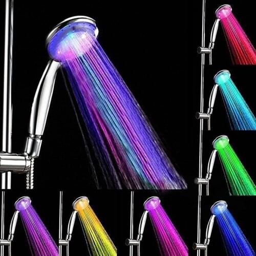 Automatic 7 Color Changing Handheld Water-saving Colorful LED Shower Head Round Bathroom Showerhead